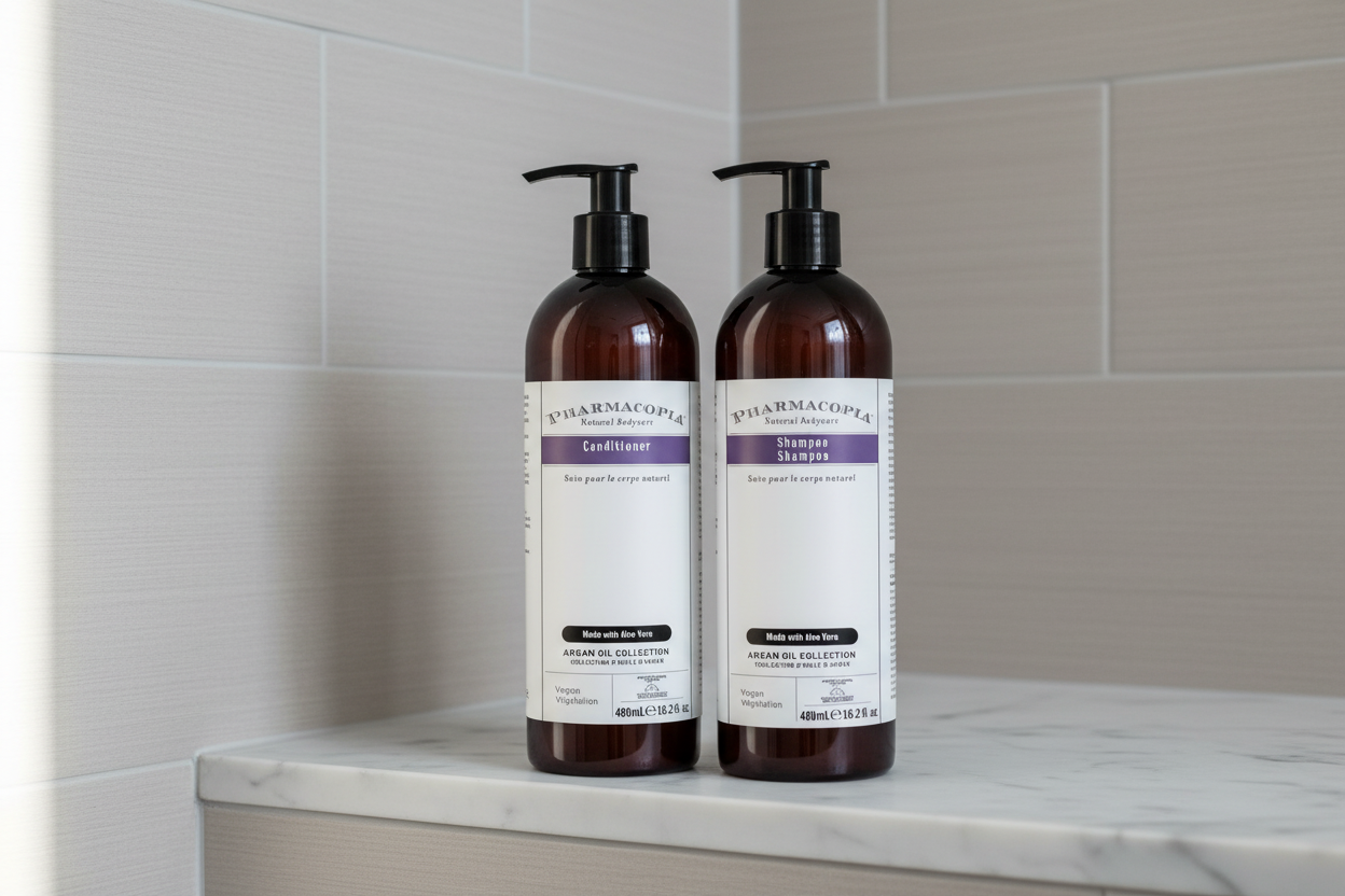 Pharmacopia Shampoo & Conditioner in Shower