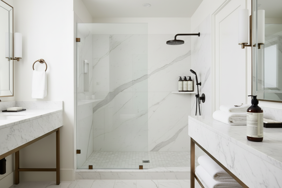 Shower + Vanity - Exactly 4 Bottles Total
