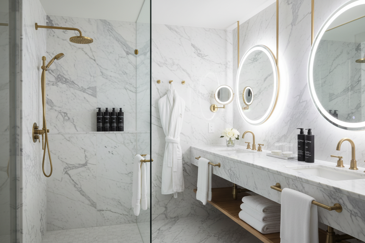 Ultra-Luxury Hotel Bathroom - All 5 Bottles