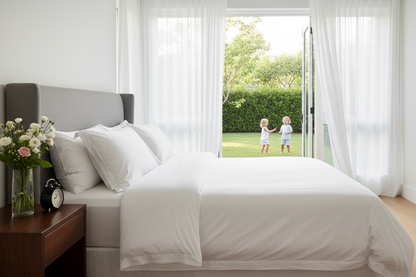 WynRest King Microfiber Pillowcase Set of 2 — crisp white hotel-quality pillowcases on a luxury bed as found in Wyndham Hotels


